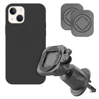 Accezz EasyLock Support de téléphone de voiture - Avec coque Apple iPhone 13 - Grille de ventilation - Rotation à 360 degrés - Noir