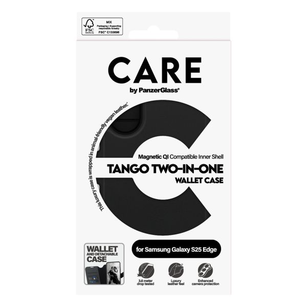 CARE by PanzerGlass Étui de télephone portefeuille Tango 2 en 1 avec MagSafe Samsung Galaxy S25 Edge - Transparent