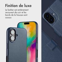 Accezz Étui de télephone portefeuille en cuir 2-en-1 avec MagSafe Apple iPhone 16 - Nightfall Blue