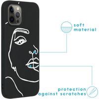 imoshion Coque Design Apple iPhone 12 Pro Max - Visage abstrait - Blanc