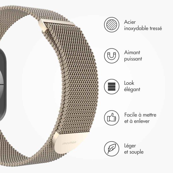 imoshion Bracelet magnétique milanais Apple Watch Series 1-9 / SE - 38/40/41 mm / Series 10 - 42 mm - Taille M - Starlight