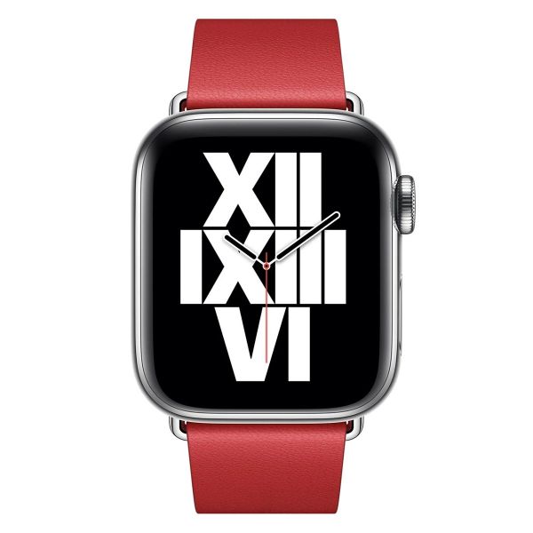 Apple Bracelet Leather Band Modern Buckle Apple Watch Series 1 t/m 9 / SE (38/40/41 mm) | Series 10 / 11 (42 mm) - Taille S - Scarlet Red