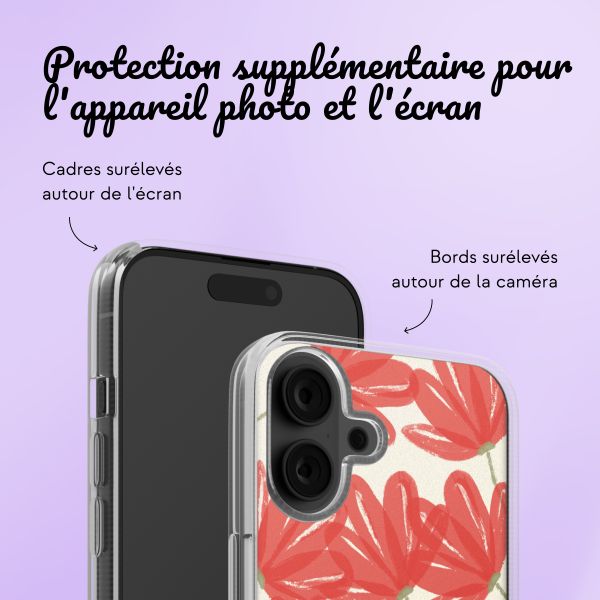 Coque personnalisée avec des fleurs iPhone 16 - Transparent