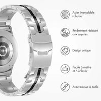 Accezz Bracelet Steel Samsung Galaxy Watch 4 / 5 / 6 / 7 / FE (20 mm) - Zilver & Zwart / Silver & Black