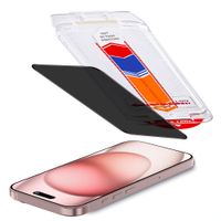 Accezz Protection d’écran en verre trempé avec filtre de confidentialité + Applicateur Apple iPhone 16 / 15