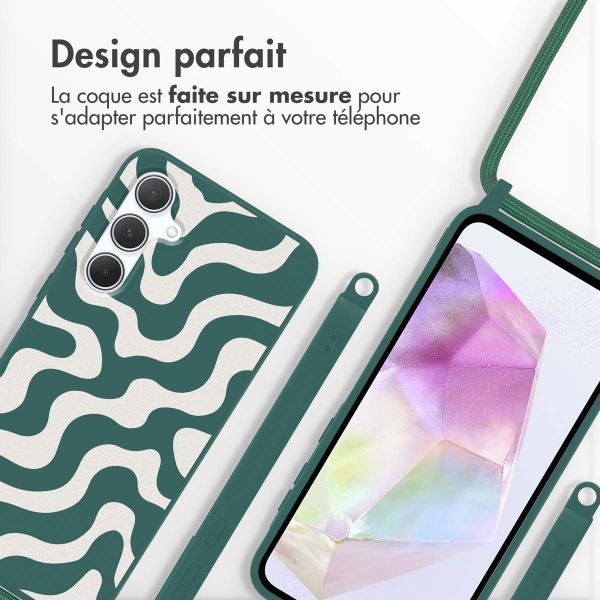 imoshion Coque design en silicone avec cordon Samsung Galaxy A35 - Petrol Green Groovy