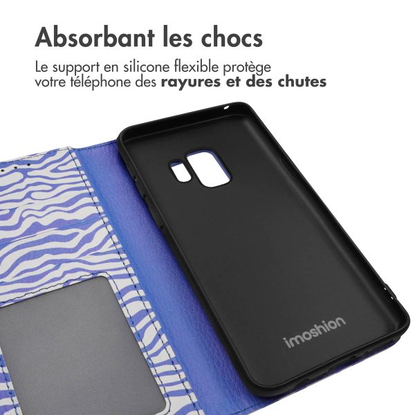 imoshion Étui de télephone portefeuille Design Samsung Galaxy S9 - White Blue Stripes