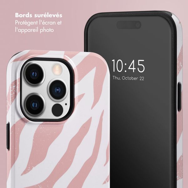 Selencia Coque arrière Vivid Tough iPhone 14 Pro - Colorful Zebra Old Pink