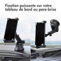 Accezz Support de tablette pour voiture - Tableau de bord et pare-brise - Réglable - Universel - Noir