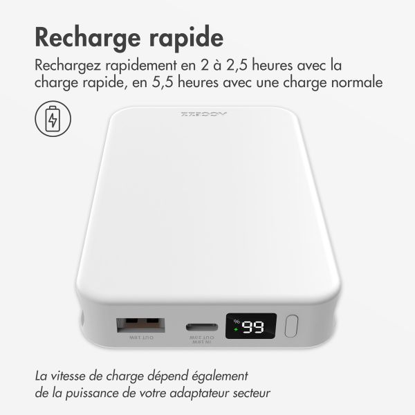 Accezz Powerbank 10 000 mAh avec câbles intégrés - Blanc