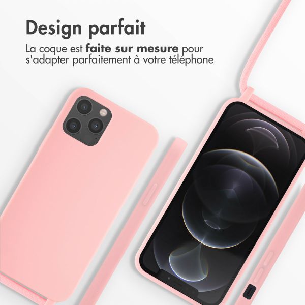 imoshion Coque en silicone avec cordon Apple iPhone 12 (Pro) - Rose