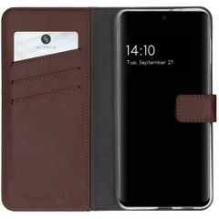 Selencia Étui portefeuille en cuir véritable Samsung Galaxy S21 FE - Marron
