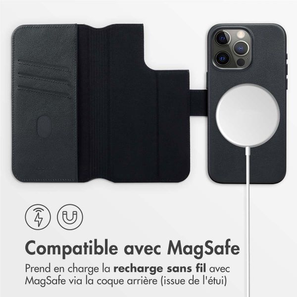 Accezz Étui de télephone portefeuille en cuir 2-en-1 avec MagSafe Apple iPhone 15 Pro Max - Onyx Black