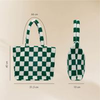 Selencia Sac Fourre-tout Zaya - Teddy Sac Ordinateur 16 pouces - Vert à carreaux