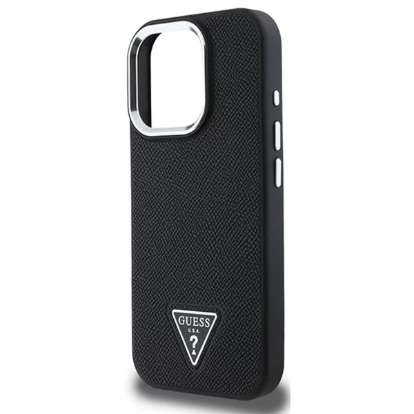 Guess Coque Grained Triangle MagSafe Apple iPhone 16 Pro - Noir