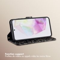 Selencia Étui de télephone portefeuille imprimé léopard Sabi Samsung Galaxy A35 - Midnight Black