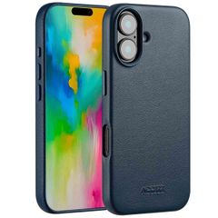 Accezz Coque arrière en cuir avec MagSafe Apple iPhone 16 - Nightfall Blue