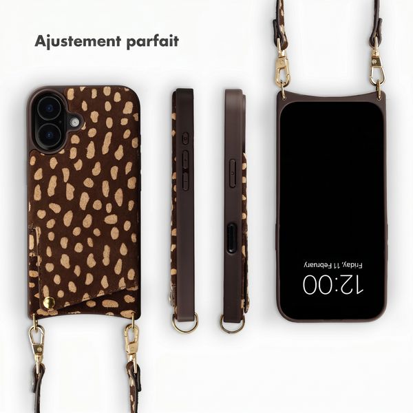 Selencia Nova coque arrière en cuir véritable avec porte-cartes Apple iPhone 17 - Fawn Chic