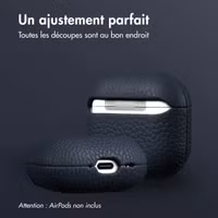 Accezz Coque en Cuir véritable Apple AirPods 4 - Bleu foncé