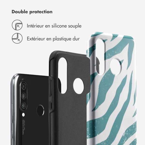 Selencia Coque arrière Vivid Huawei P30 Lite - Colorful Zebra Pine Blue