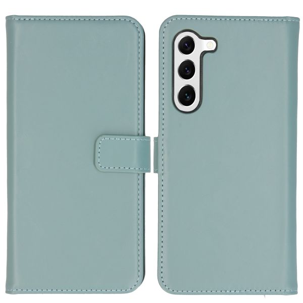 Selencia Étui de téléphone portefeuille en cuir véritable Samsung Galaxy S23 - Air Blue