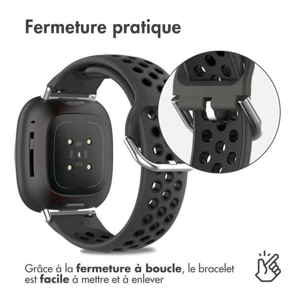 imoshion Bracelet sportif en silicone Fitbit Versa 4 / 3 / Sense (2) - Gris/Noir