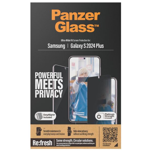 PanzerGlass Protection d'écran Privacy Ultra-Wide Fit Anti-bactérienne avec applicateur Samsung Galaxy S24 Plus