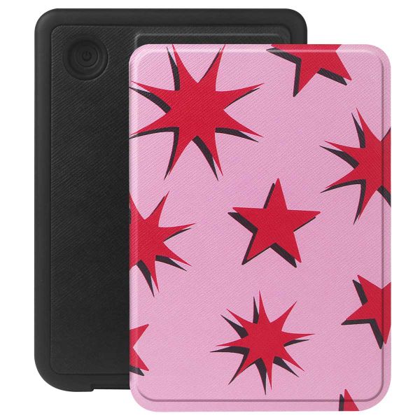 Selencia Étui de liseuse portefeuille Vivid Kobo Clara Colour / Clara BW - Stars Rubine Red Light Pink