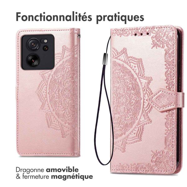 imoshion Etui de téléphone portefeuille Mandala Xiaomi 13T / 13T Pro - Rose Dorée