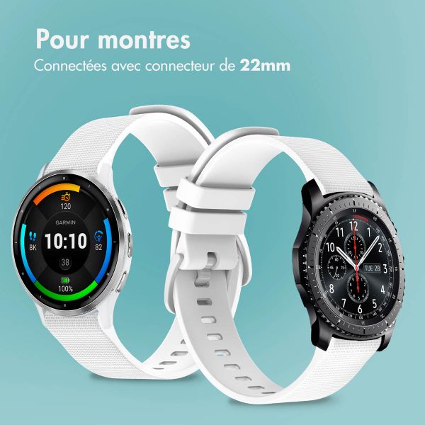 imoshion Bracelet sport en silicone avec boucle - Connexion universelle 22 mm - Blanc