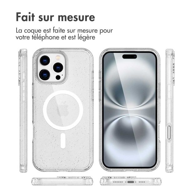 imoshion Coque Pailletée avec MagSafe Apple iPhone 16 Pro - Paillettes Transparent