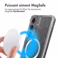 imoshion Coque arrière transparente Pailletée avec MagSafe Samsung Galaxy S25 - Argent
