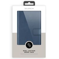 Selencia Étui de téléphone en cuir véritable iPhone 13 Pro Max - Bleu