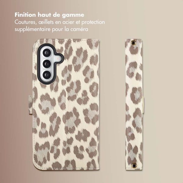 Selencia Étui de télephone portefeuille imprimé léopard Sabi Samsung Galaxy A55 - Soft Ivory