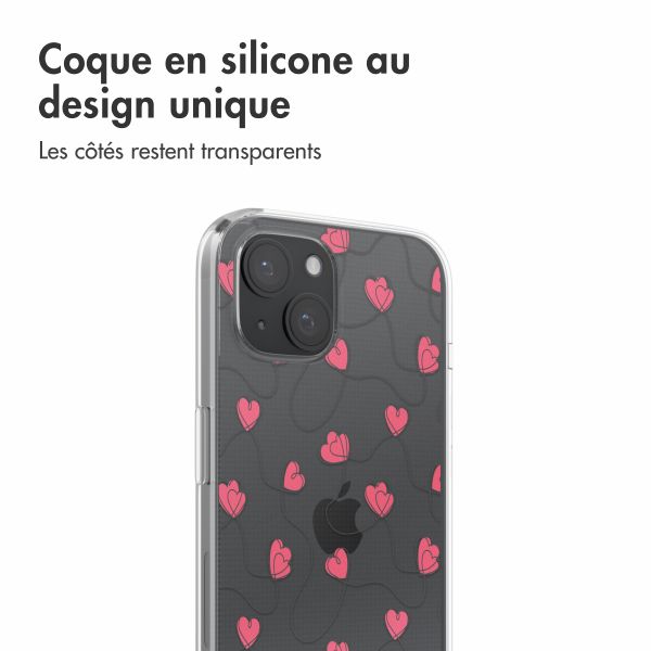 imoshion Coque design pour iPhone 15 - Dusty Rose Connected Hearts