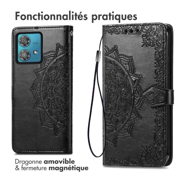 imoshion Etui de téléphone portefeuille Mandala Motorola Edge 40 Neo - Noir