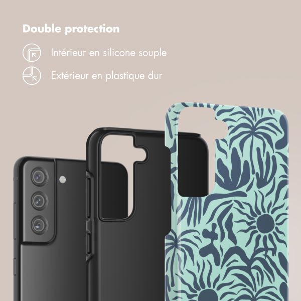 Selencia Coque arrière Vivid Samsung Galaxy S21 FE - Tropical Vibes Light Blue