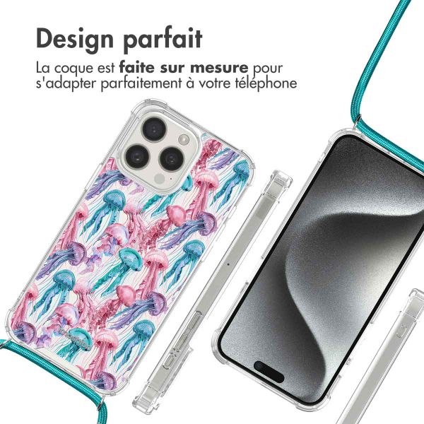 imoshion Coque Design avec cordon Apple iPhone 15 Pro Max - Jellyfish Watercolor
