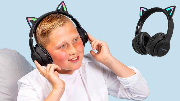 imoshion Casque sans fil pour enfants LED Light Cat Ear - Avec câble AUX - Noir