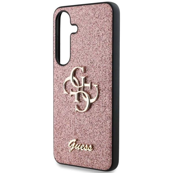 Guess Coque 4G Metal Logo Glitter Samsung Galaxy S25 - Rose