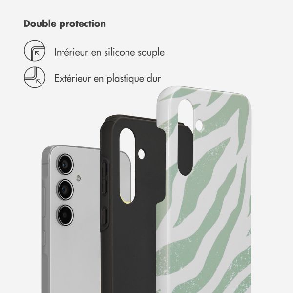 Selencia Coque arrière Vivid Tough Samsung Galaxy A55 - Colorful Zebra Sage Green