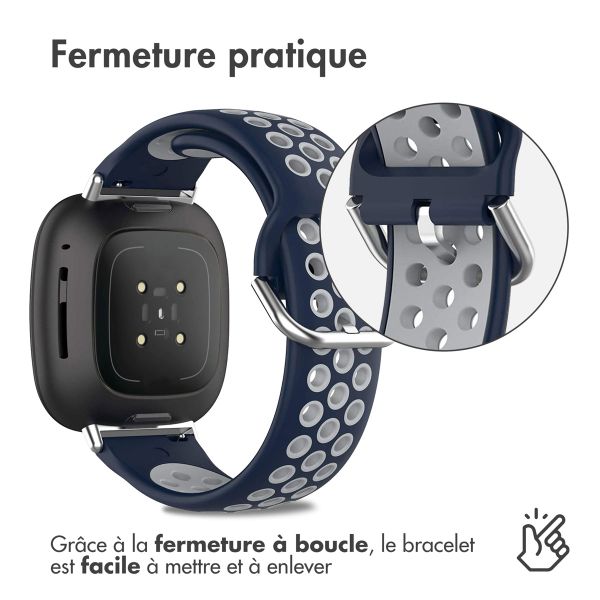 imoshion Bracelet sportif en silicone Fitbit Versa 4 / 3 / Sense (2) - Bleu/Gris