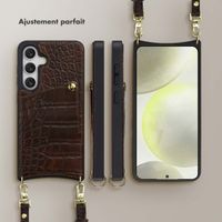 Selencia Coque de télephone Nova Croco avec cordon et porte-cartes Samsung Galaxy S24 / S25 - Choco Brown