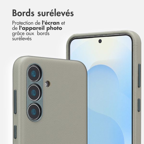 Accezz Coque arrière en cuir avec MagSafe Samsung Galaxy S25 - Light Grey