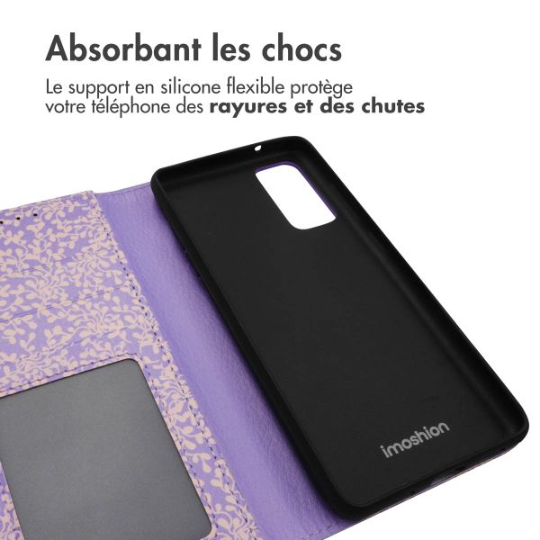 imoshion ﻿Étui de téléphone portefeuille Design Samsung Galaxy S20 FE - Purple White Flowers