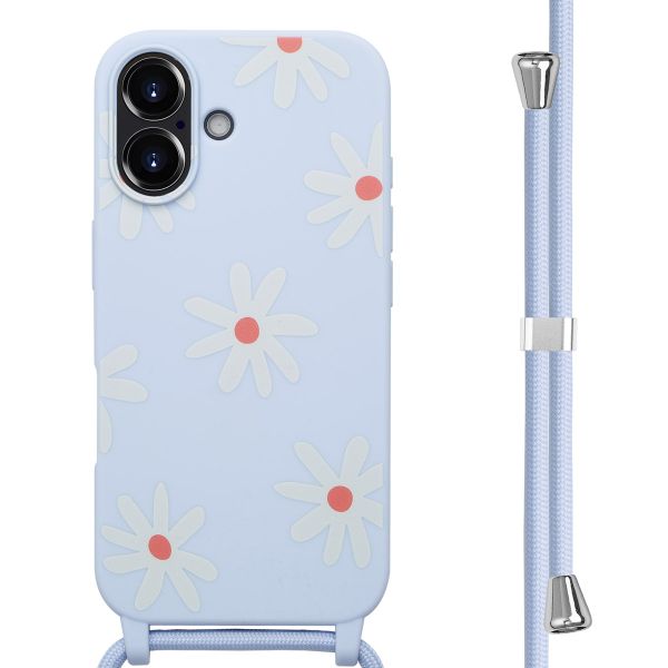 imoshion Coque design en silicone avec cordon iPhone 16 - Lila Flower Distance