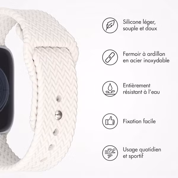 imoshion Bracelet tressé en silicone Apple Watch | 38/40/41/42 mm - Lumière stellaire
