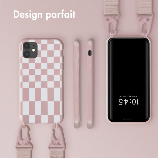 Selencia Coque design en silicone avec cordon amovible Apple iPhone 11 - Irregular Check Sand Pink