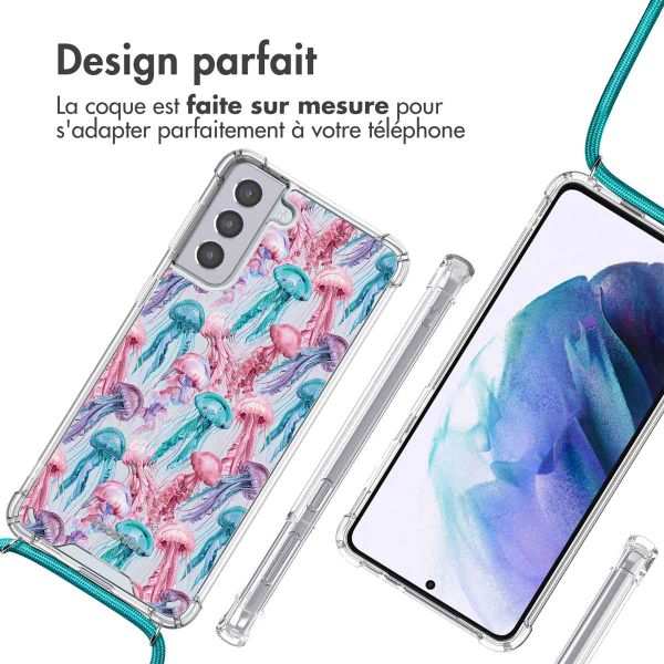 imoshion Coque Design avec cordon Samsung Galaxy S21 Plus - Jellyfish Watercolor