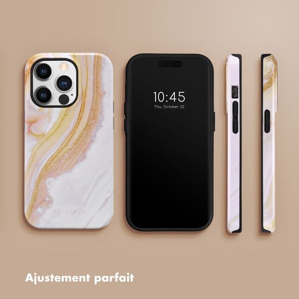 Selencia Coque arrière Vivid Tough iPhone 14 Pro - Chic Marble Gold